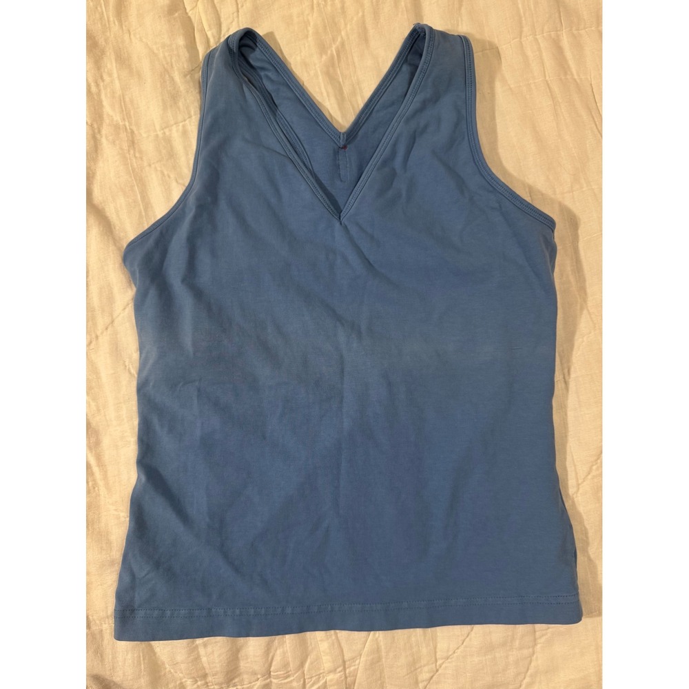 Hard Tail Forever Blue V-Neck Racerback Shelf Bra Yoga Tank Top Large L-342